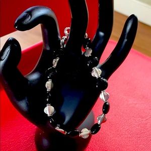 Black onyx and sterling silver bracelet